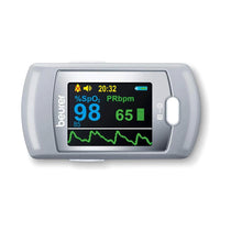 Beurer PO 80 Fingertip Pulse Oximeter XL Colour Display & 24hr Recording - White/Grey