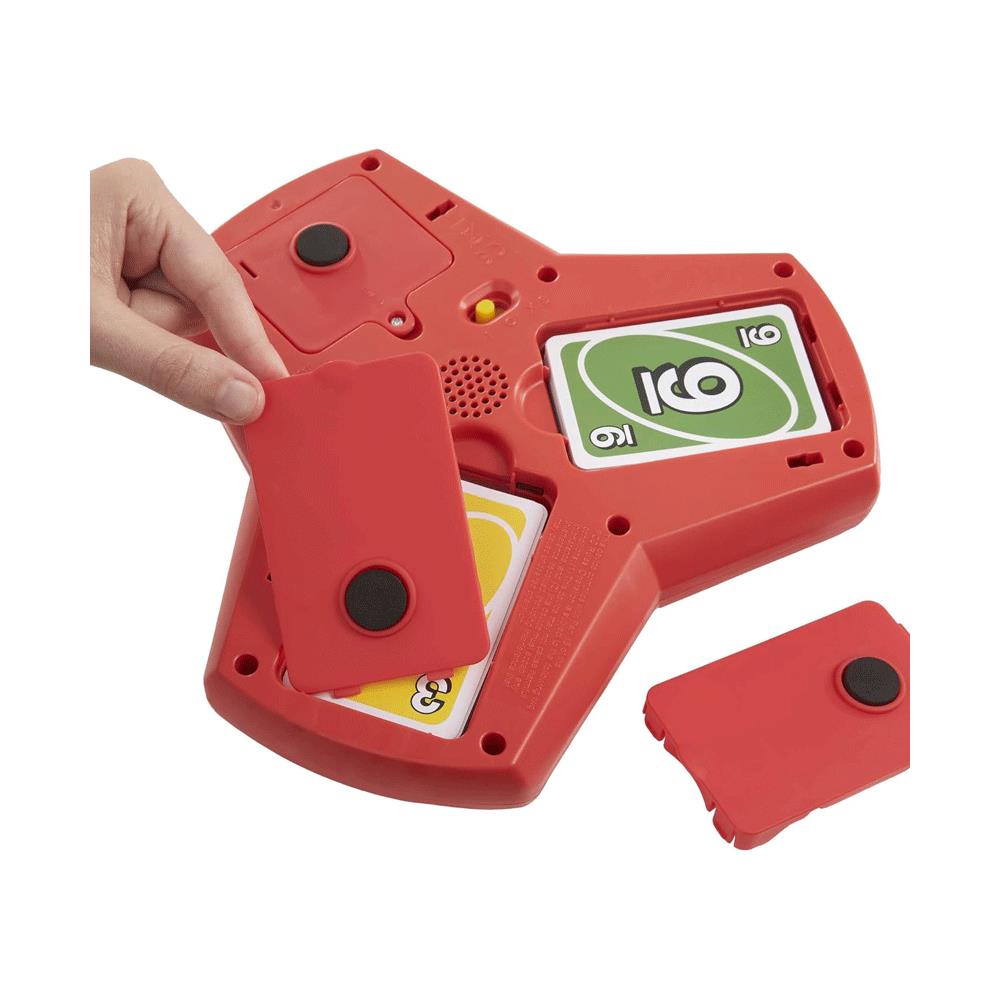 Mattel UNO Triple Play Card Game With Lights And Sounds For Family Night 112 Cards & Card Holder - Multicolour