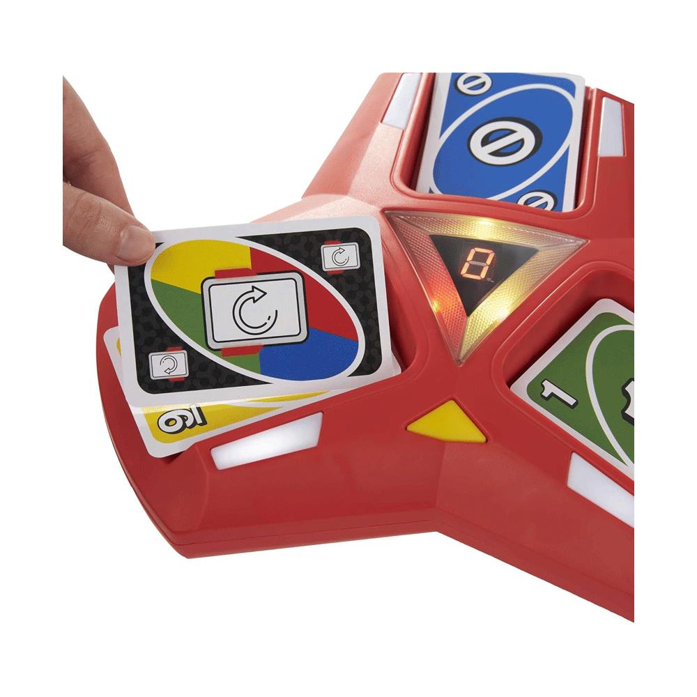Mattel UNO Triple Play Card Game With Lights And Sounds For Family Night 112 Cards & Card Holder - Multicolour