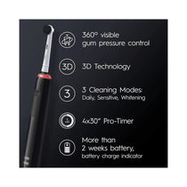 Oral-B Pro 3 3000 Pure White Electric Toothbrush Visible Gum Pressure Control With 3 Modes - Charcoal Black