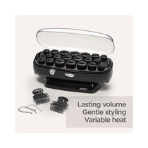 BaByliss Thermo-Ceramic Heated Hair Rollers 20 Rollers 8 Large 6 Medium 6 Small With Clips & Pins - Black