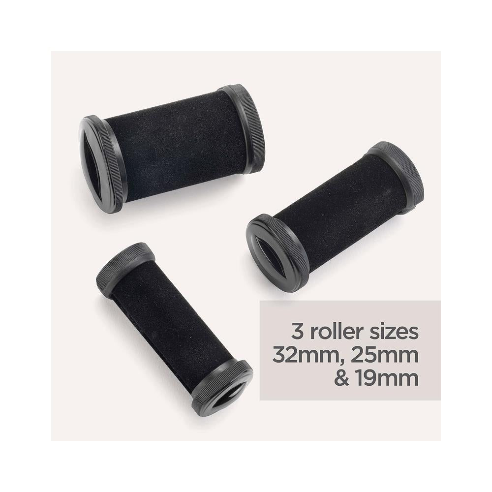 BaByliss Thermo-Ceramic Heated Hair Rollers 20 Rollers 8 Large 6 Medium 6 Small With Clips & Pins - Black