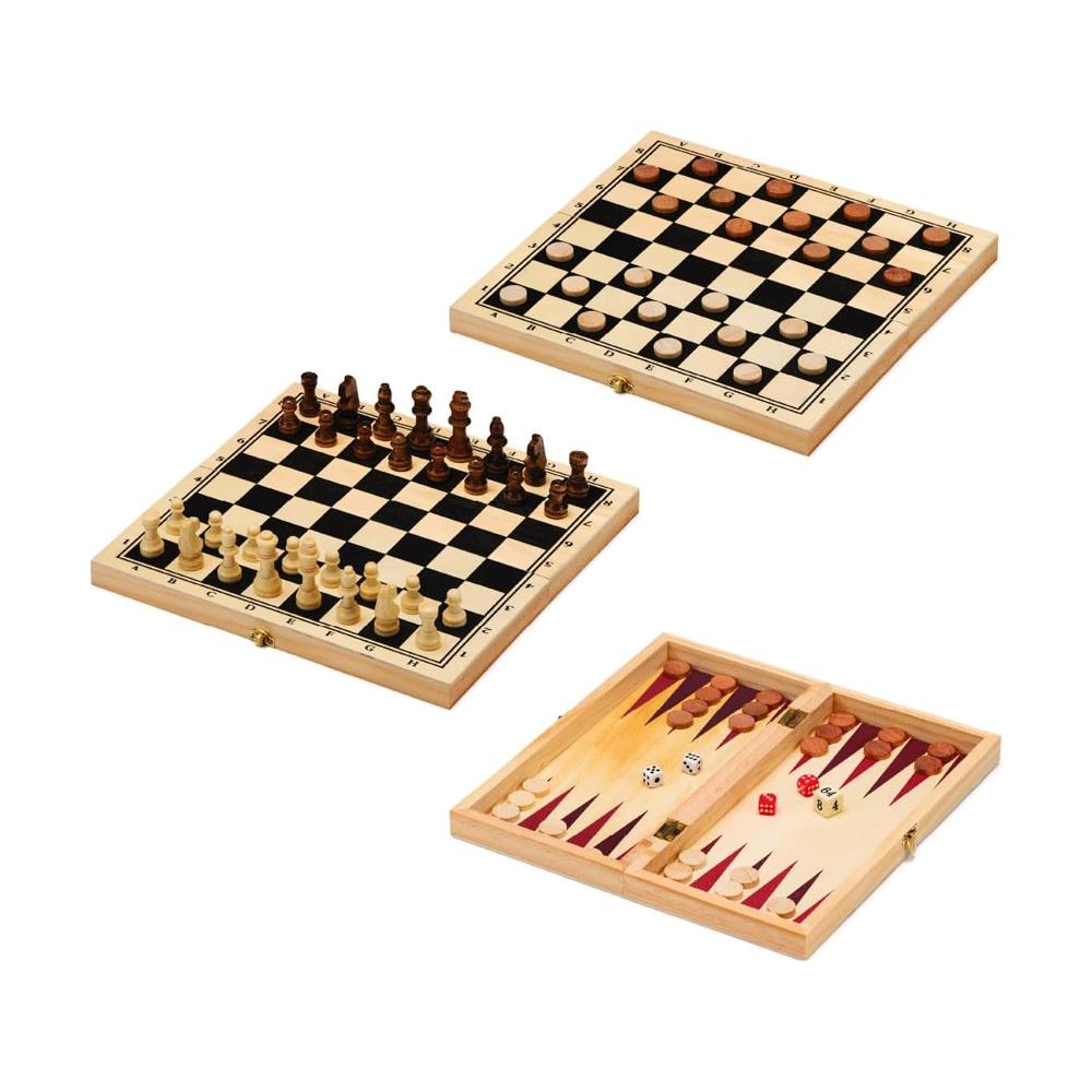 Toyrific 3 In 1 Board Games Chess/Draughts/Backgammon Wooden Board Game Set - Multicolour Main image