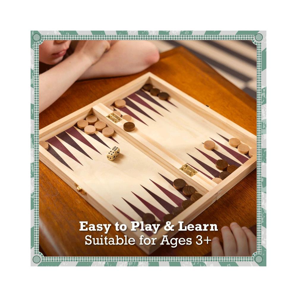 Toyrific 3 In 1 Board Games Chess/Draughts/Backgammon Wooden Board Game Set - Multicolour
