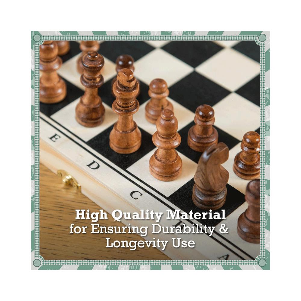 Toyrific 3 In 1 Board Games Chess/Draughts/Backgammon Wooden Board Game Set - Multicolour