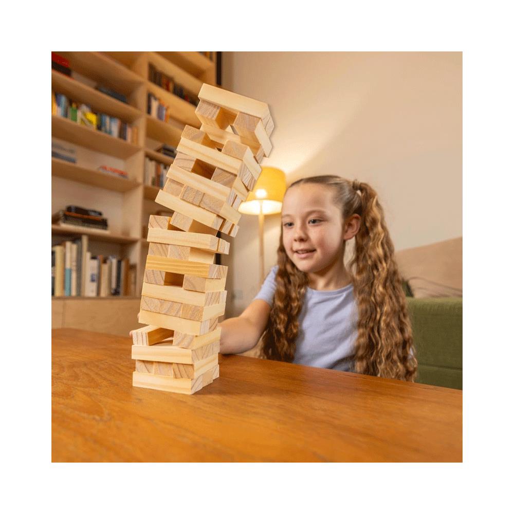 Toyrific Stack N Fall Tumble Tower Game Stacking Balance Game Set 57 Wooden Blocks