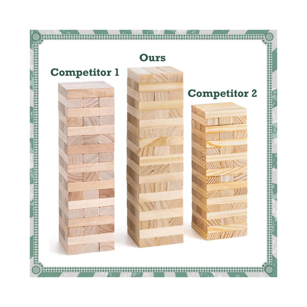 Toyrific Stack N Fall Tumble Tower Game Stacking Balance Game Set 57 Wooden Blocks