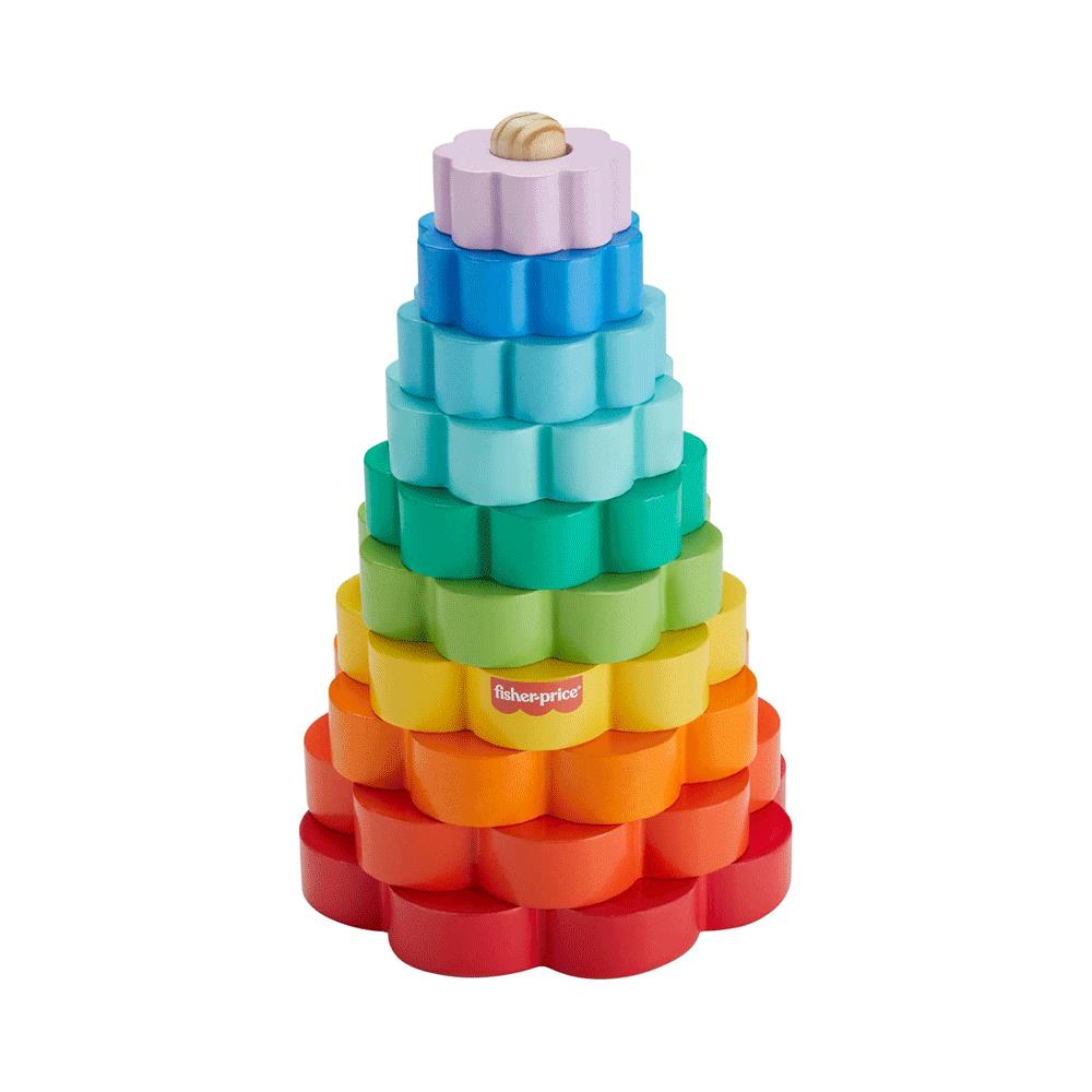 Fisher-Price Wooden Ring Stacker Toddler Fine Motor Toy - 10 Wood Pieces