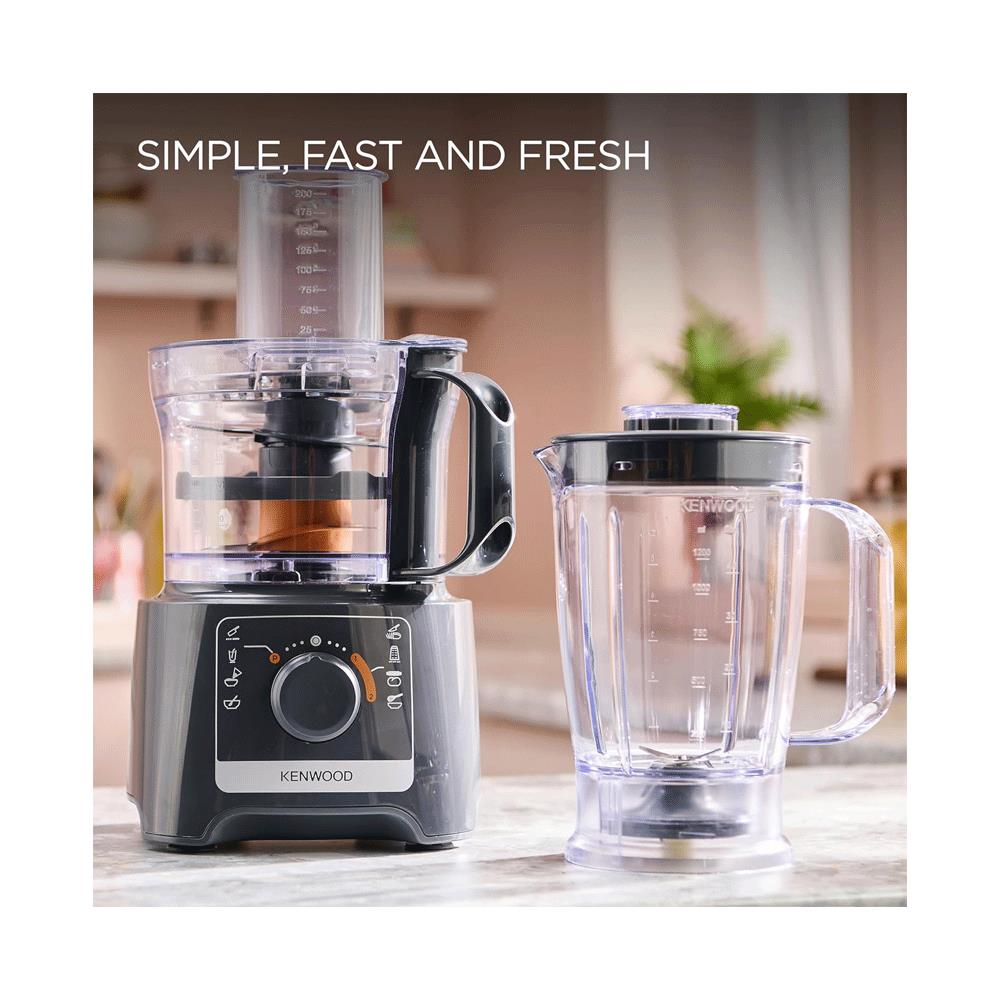 Kenwood Multi Pro Compact Food Processor & Blender With Attachment 800W 1.2 Litres - Grey