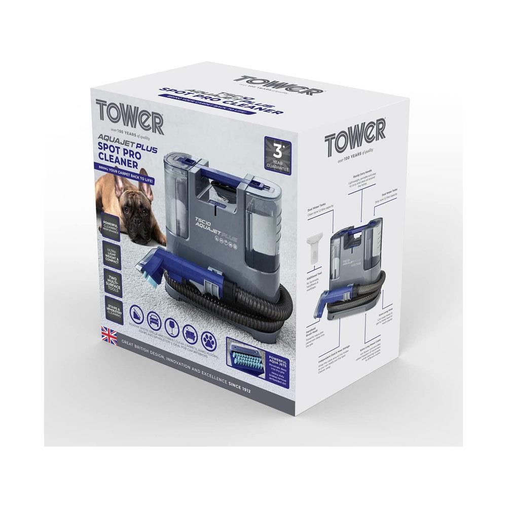 Tower TSC10 AQUAJETPLUS Spot Pro Cleaner 400W 2 X 1.2 Litre Water Tank - Grey & Blue