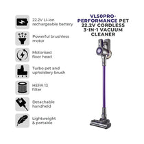 Tower VL50 Pro Pet 3-In-1 Cordless Vacuum Cleaner 22.2V 200W 1 Litre Dust Capacity - Purple