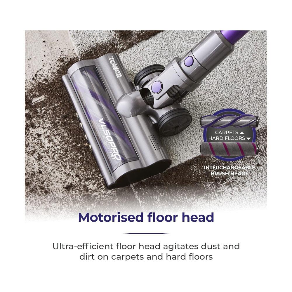 Tower VL50 Pro Pet 3-In-1 Cordless Vacuum Cleaner 22.2V 200W 1 Litre Dust Capacity - Purple