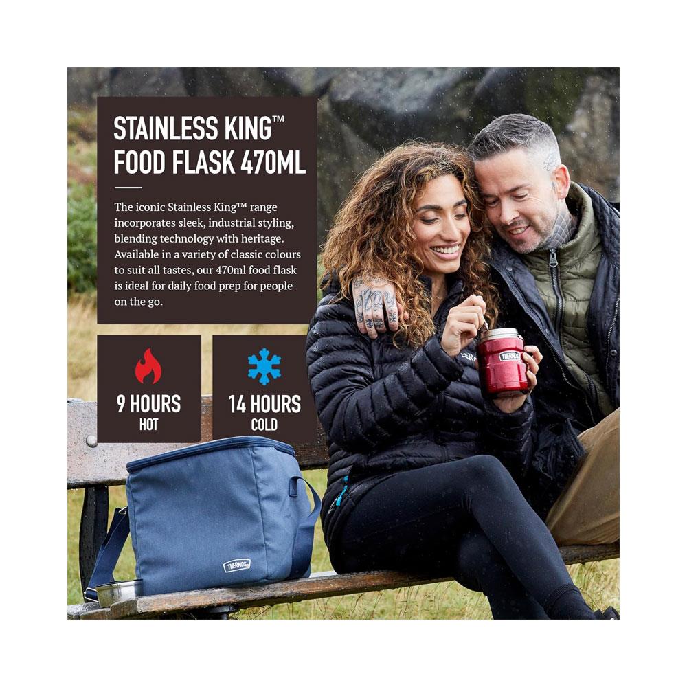 Thermos Stainless King Hot And Cold Travel Food Flask 470ml - Black