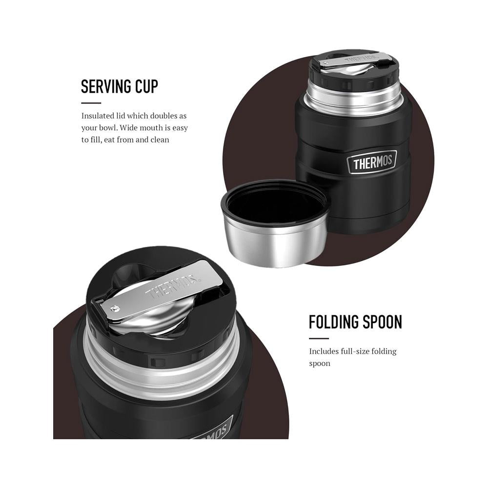 Thermos Stainless King Hot And Cold Travel Food Flask 470ml - Black