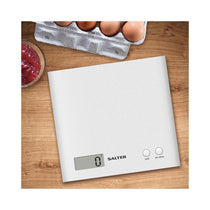 Salter Arc Digital Kitchen Scale 3kg Capacity LCD Display Slim Design Compact Storage - White