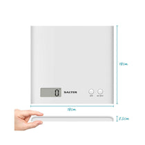 Salter Arc Digital Kitchen Scale 3kg Capacity LCD Display Slim Design Compact Storage - White