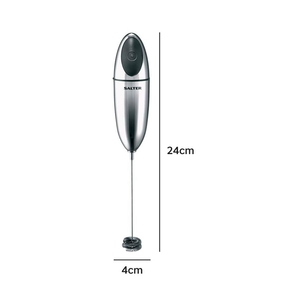 Salter Electronic Milk Frother With Double Coil Whisk Stainless Steel - Chrome