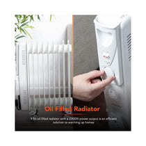 Warmlite 9 Fin Oil Filled Radiator 2000W With 3 Heat Settings & 24hr Timer - White