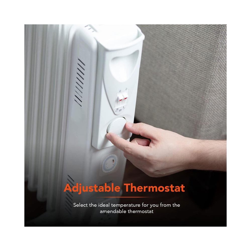 Warmlite 9 Fin Oil Filled Radiator 2000W With 3 Heat Settings & 24hr Timer - White