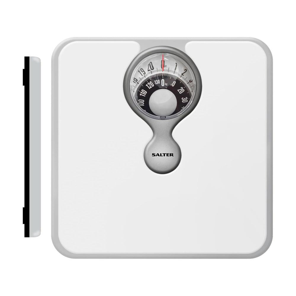 Salter 484 WHDR Mechanical Bathroom Scale With Magnifying Lens 133kg Capacity - White