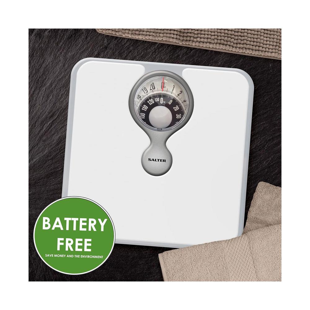 Salter 484 WHDR Mechanical Bathroom Scale With Magnifying Lens 133kg Capacity - White