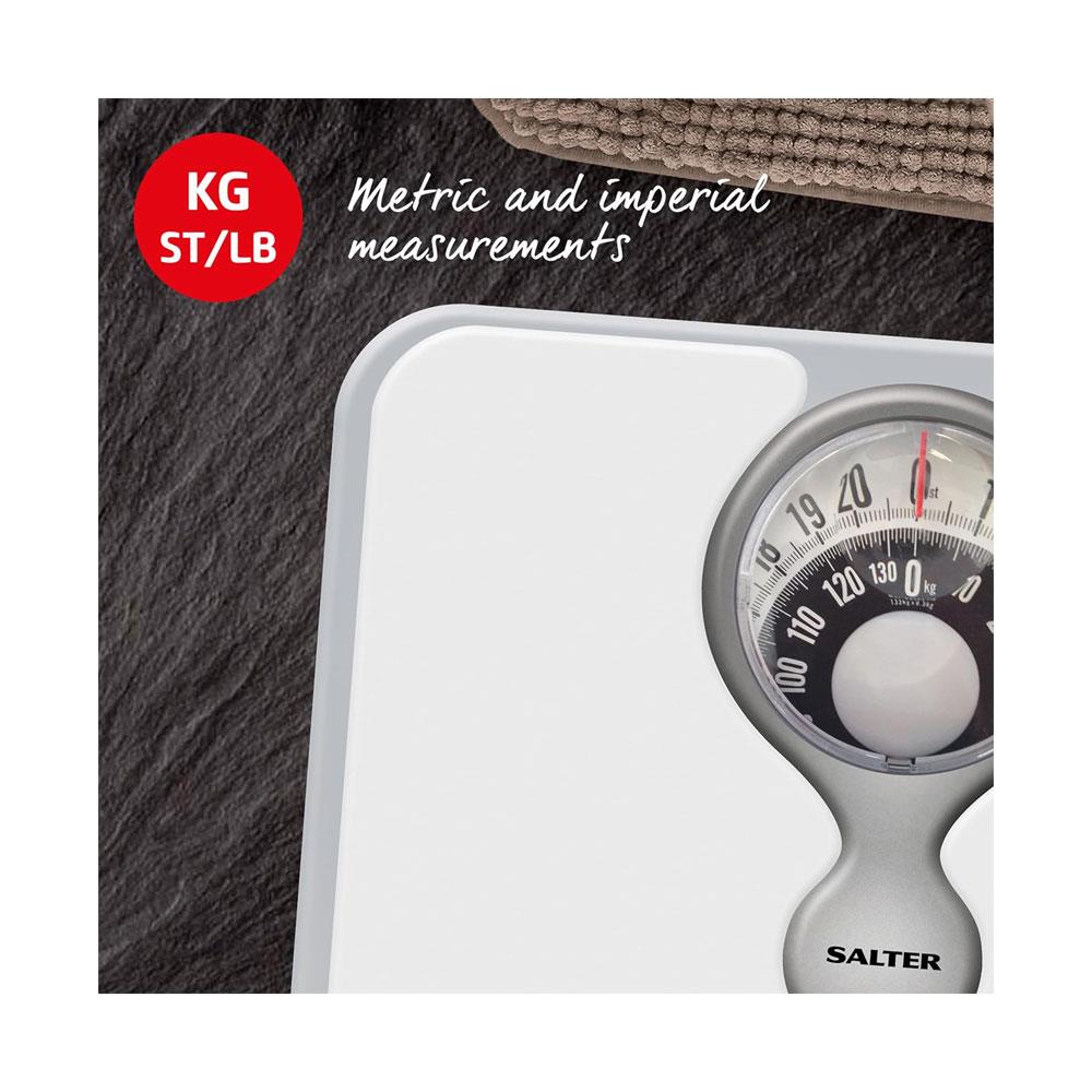 Salter 484 WHDR Mechanical Bathroom Scale With Magnifying Lens 133kg Capacity - White