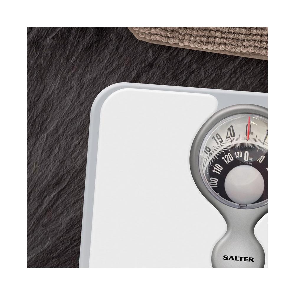 Salter 484 WHDR Mechanical Bathroom Scale With Magnifying Lens 133kg Capacity - White