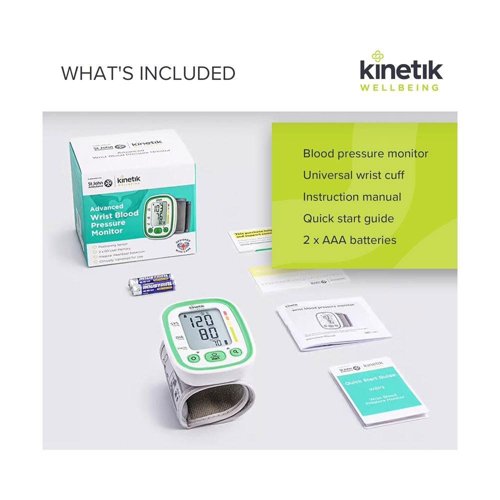 Kinetik Wellbeing Advanced Wrist Blood Pressure Monitor - Multicolour