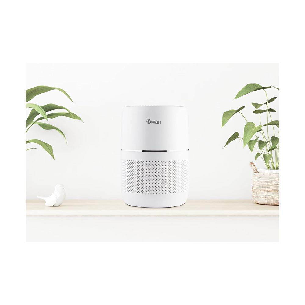 Swan Desktop Air Purifier With 8 Hour Timer HEPA Filter 30W - White