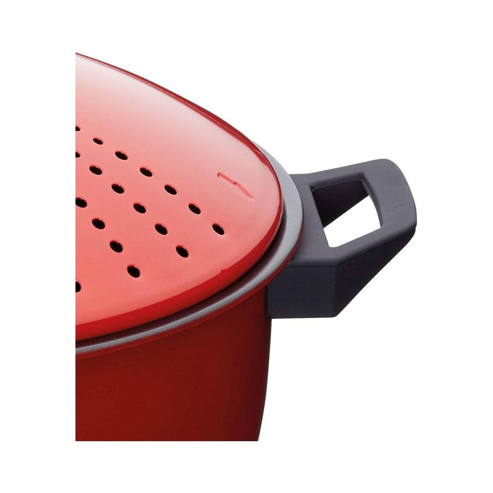 KitchenCraft World of Flavours Pasta Cooker Pan With Strainer 4 Litres (7 Pints) - Red