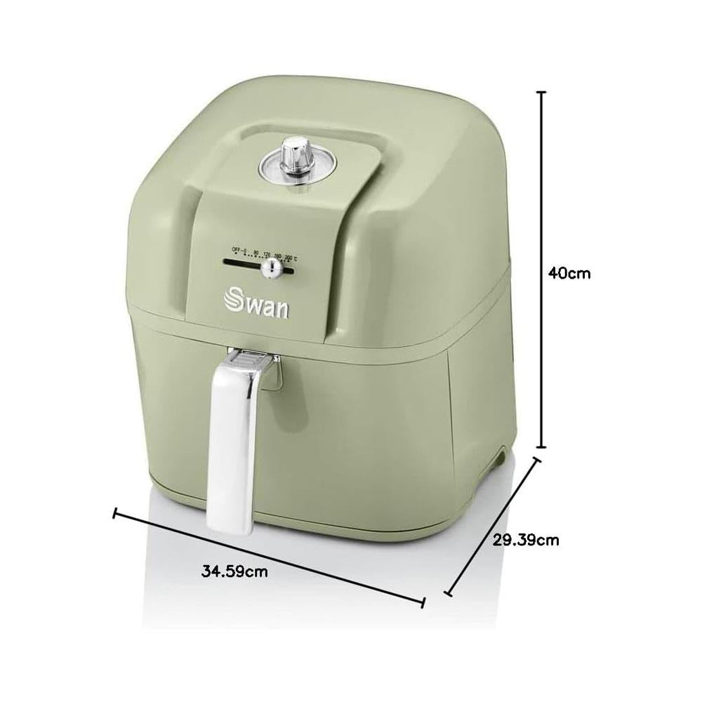 Swan Retro Manual Air Fryer Healthy Frying Non-Stick 1800W 6 Litre - Green