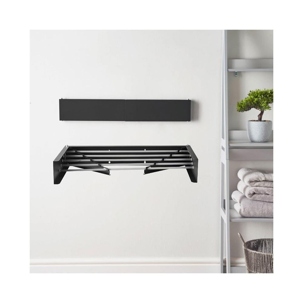 OurHouse Wall Mounted Clothes Airer 70cm Retractable Clothes Drying Rack For Indoor & Outdoor - Black