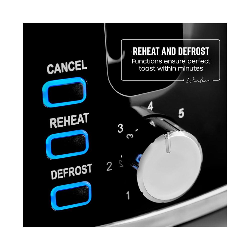 Swan Windsor 2 Slice Toaster With 7 Browning Levels 900W - Black