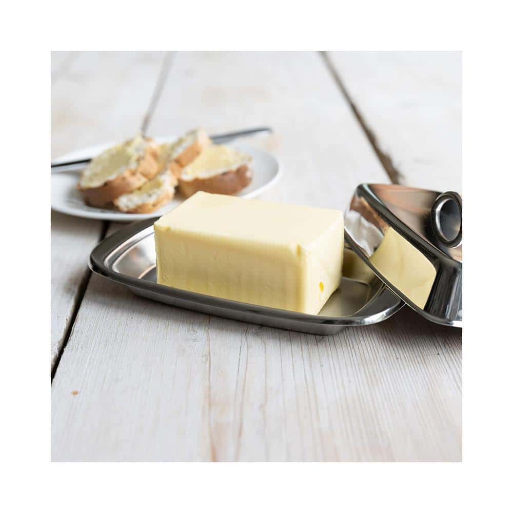 KitchenCraft Butter Dish With Stainless Steel Covered Lid - Silver