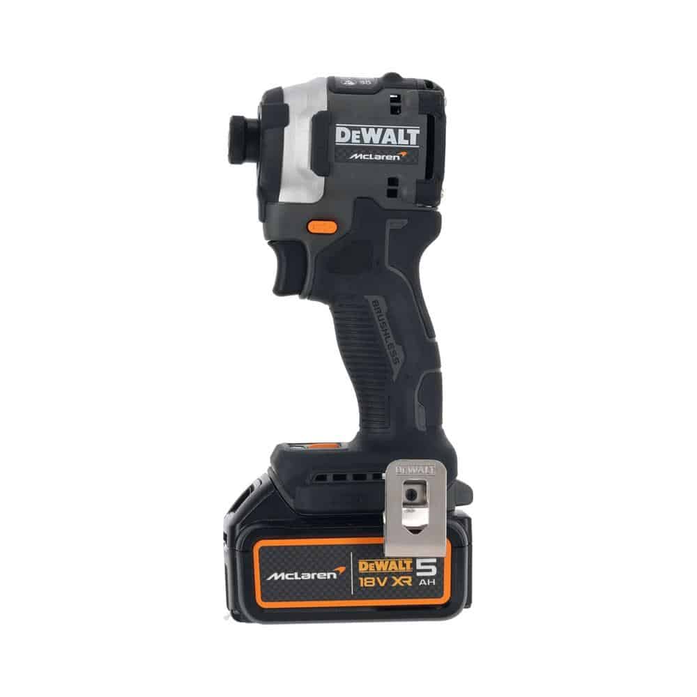 Dewalt McLaren F1 18V XR Brushless 1/4In Impact Driver With 2 x 18V 5.0Ah Li-ion Batteries And 4 Amp Charger Carry Case - Black