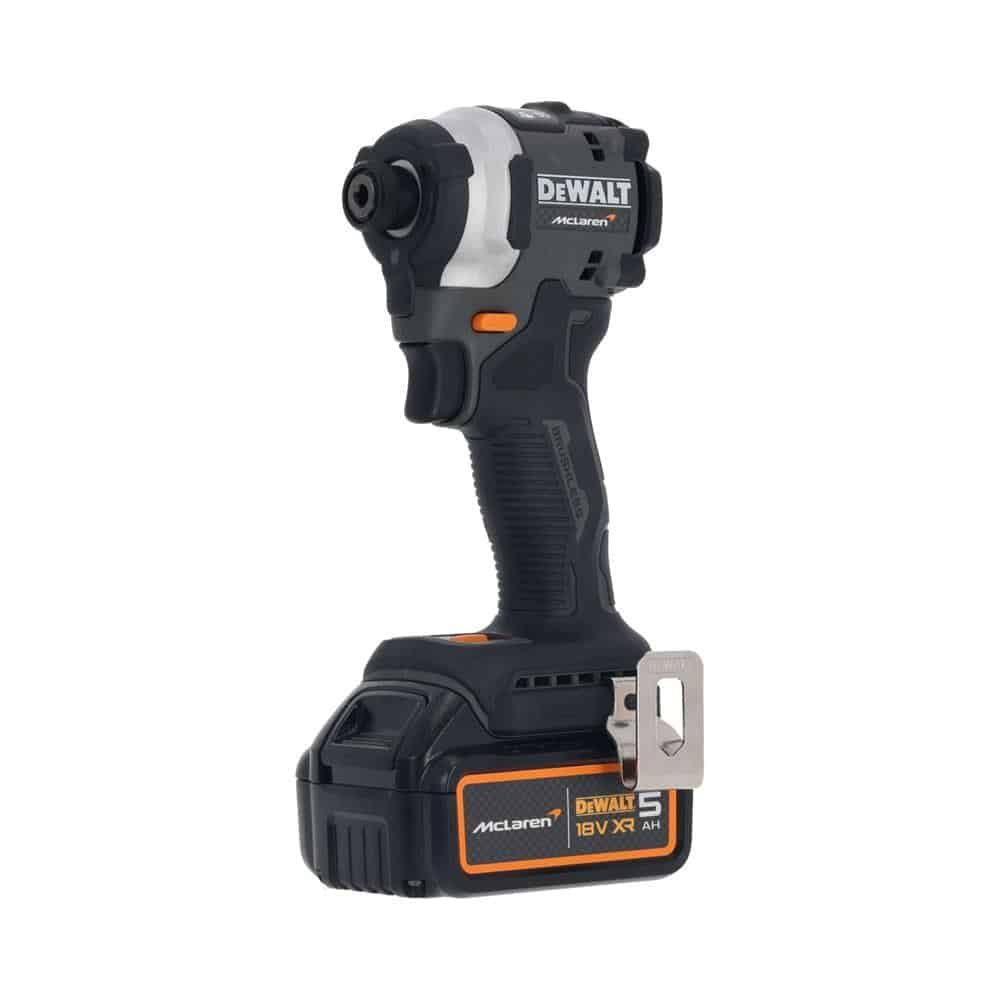 Dewalt McLaren F1 18V XR Brushless 1/4In Impact Driver With 2 x 18V 5.0Ah Li-ion Batteries And 4 Amp Charger Carry Case - Black