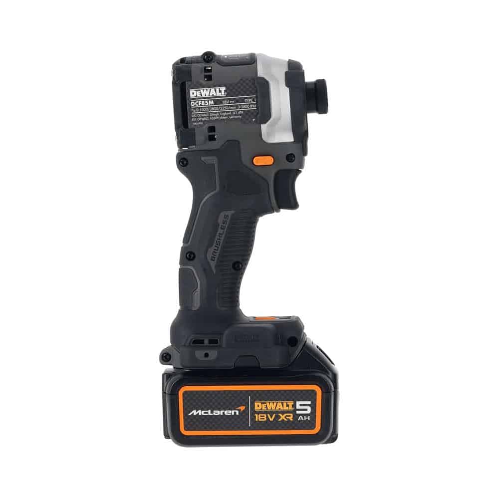 Dewalt McLaren F1 18V XR Brushless 1/4In Impact Driver With 2 x 18V 5.0Ah Li-ion Batteries And 4 Amp Charger Carry Case - Black