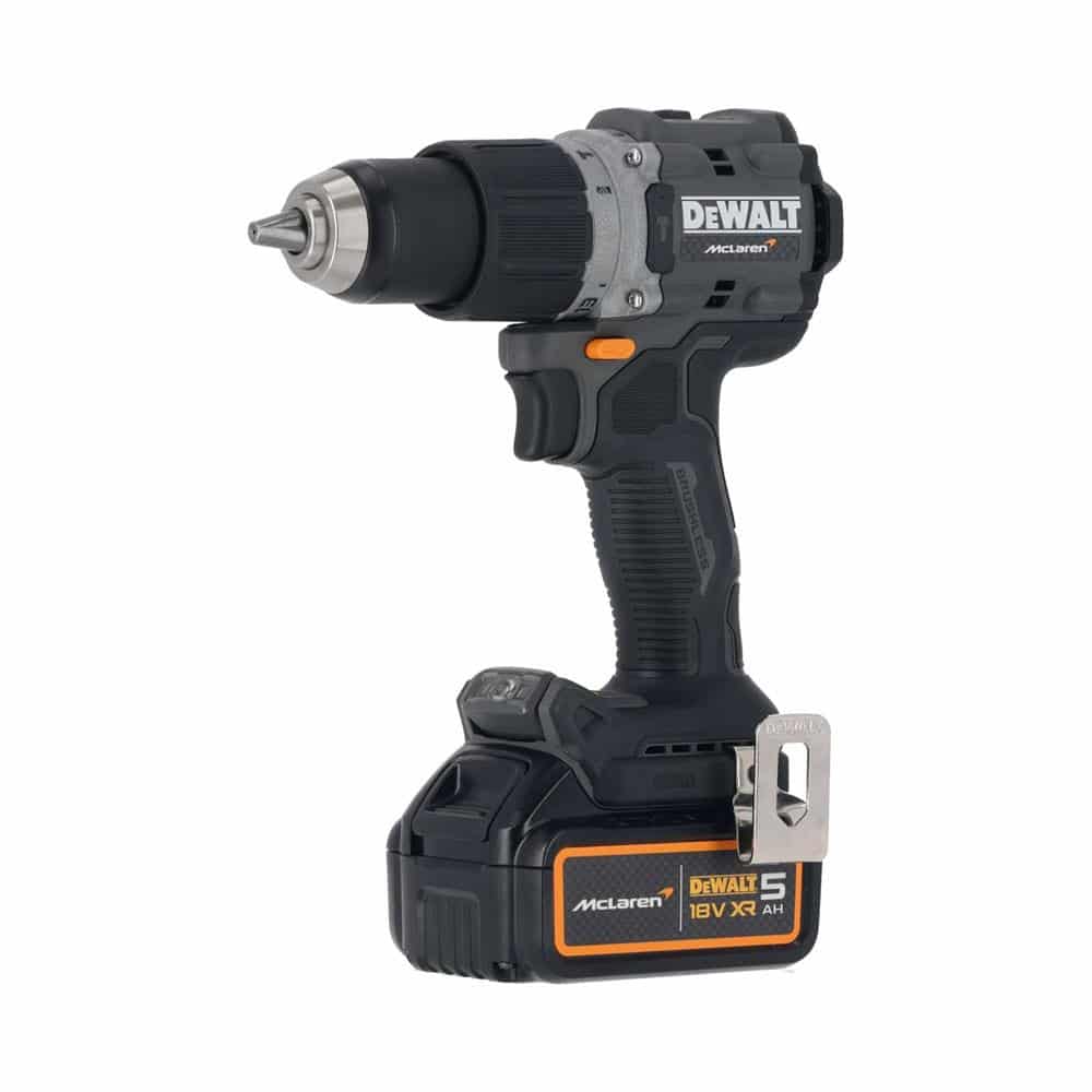 Dewalt McLaren F1 18V XR Brushless Combi Drill And 2 x 5.0Ah Li-ion Batteries With 4 Amp Charger Carry Case - Black