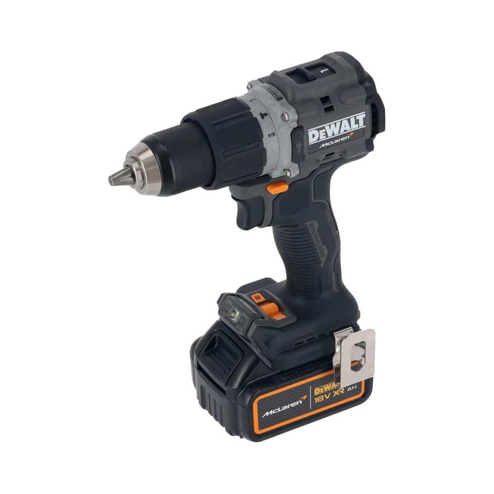 Dewalt McLaren F1 18V XR Brushless Combi Drill And 2 x 5.0Ah Li-ion Batteries With 4 Amp Charger Carry Case - Black