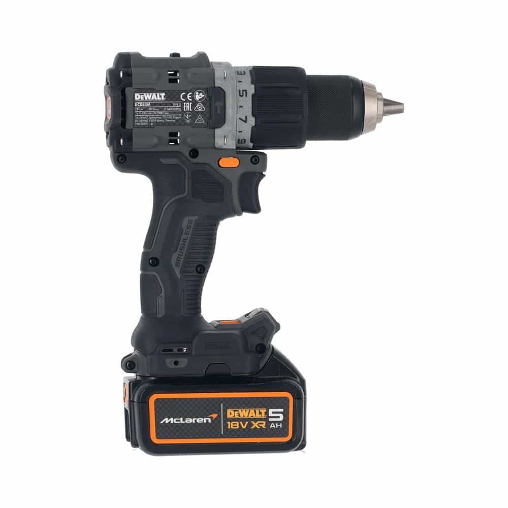Dewalt McLaren F1 18V XR Brushless Combi Drill And 2 x 5.0Ah Li-ion Batteries With 4 Amp Charger Carry Case - Black