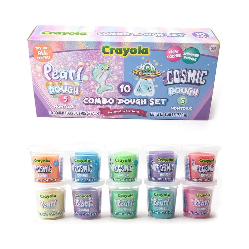 Crayola Pearl And Cosmic Dough Combo Set 10 Dough Tubs Pack