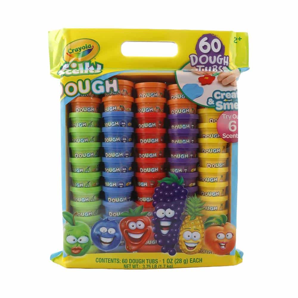 Crayola Silly Scents Dough 6 Bright Colors & Scents Play Dough Party Pack Kids Summer Activities - 60 Dough Tubs