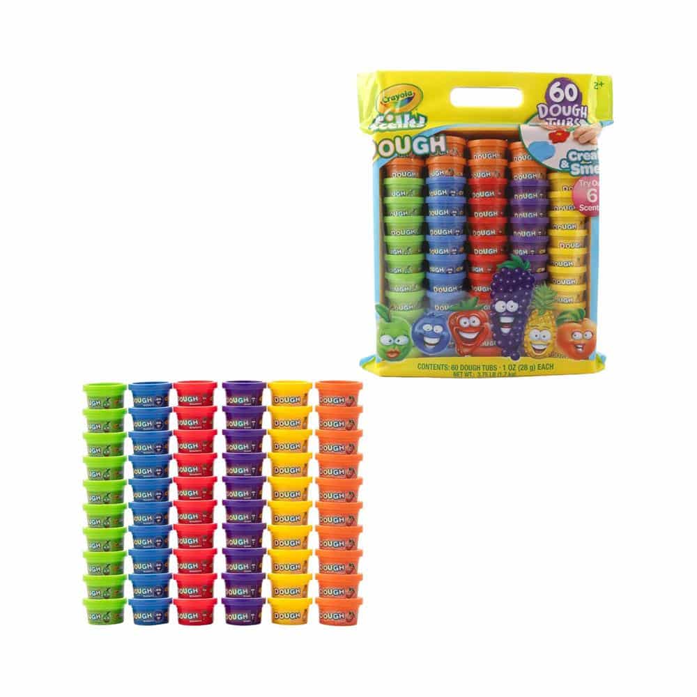Crayola Silly Scents Dough 6 Bright Colors & Scents Play Dough Party Pack Kids Summer Activities - 60 Dough Tubs