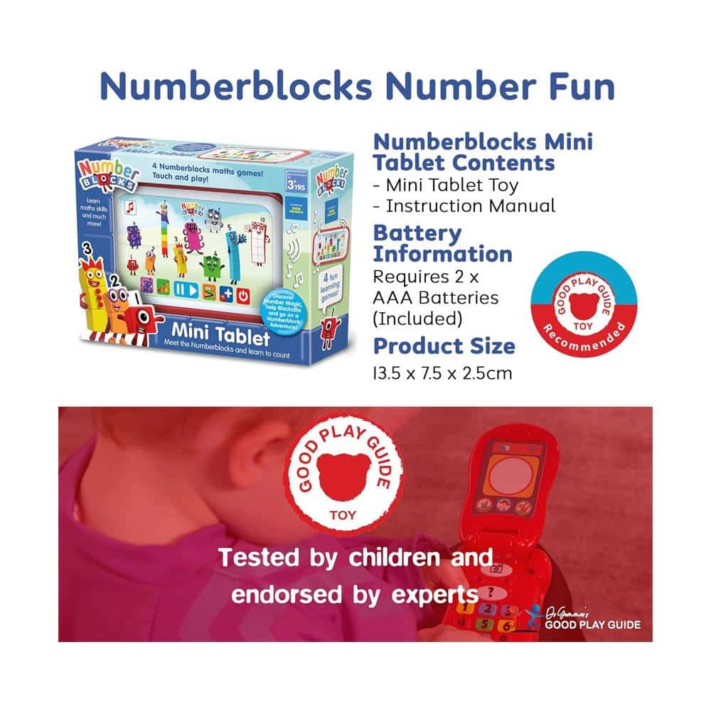 Numberblocks Mini Tablet Toy Count With Number Blocks And Learn Basic Maths Skills 4 Fun Activities - Multicolour