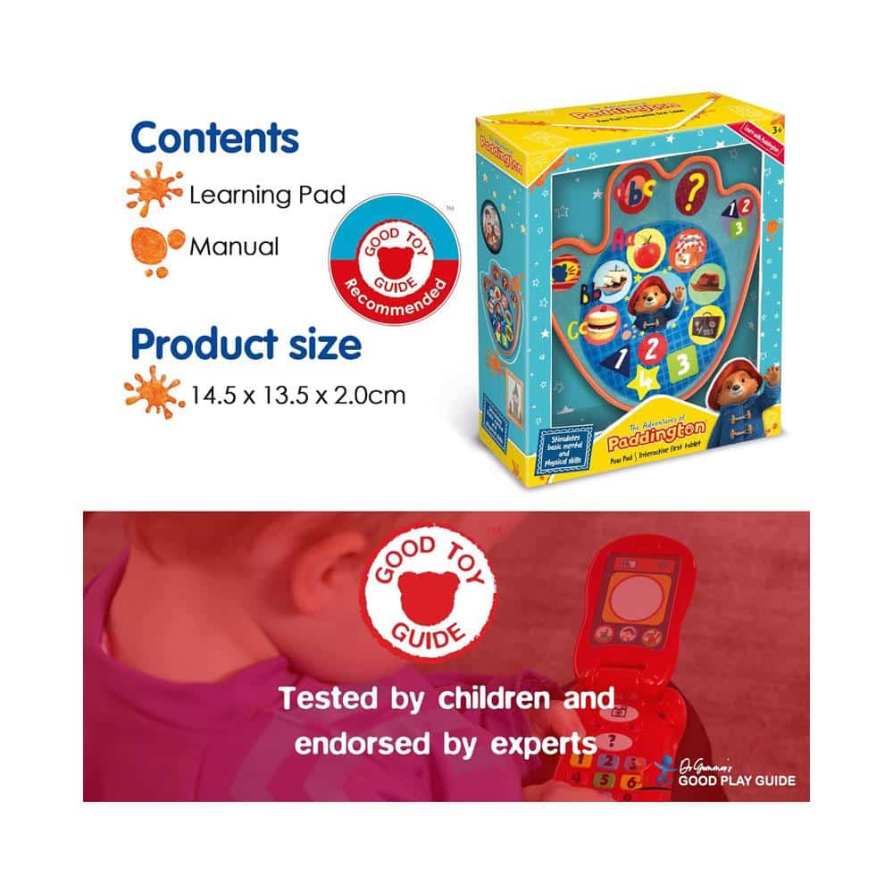 Paddington Bear Paw Pad Interactive First Tablet Toy 3 Fun Modes - Multicolour