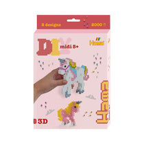 Hama Hanging Box Unicorns Approx 2000 Beads 1 Large Hexagonal Pegboard 4 Bead Supports 1 Connector Colour Printed Sheet - Pink