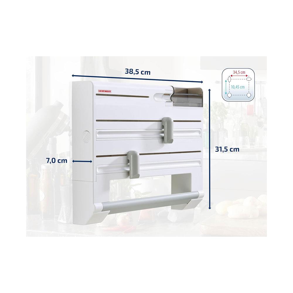 Leifheit Parat Plus Kitchen Roll Holder Wall Mounted For Film Foil & Paper With Cutters - White Secondary image