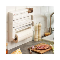 Leifheit Parat Plus Kitchen Roll Holder Wall Mounted For Film Foil & Paper With Cutters - White