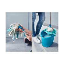 Leifheit Power 3 In 1 Floor Complete Mop & Bucket Set Medium 12 Litres Bucket With Wringer - Turquoise