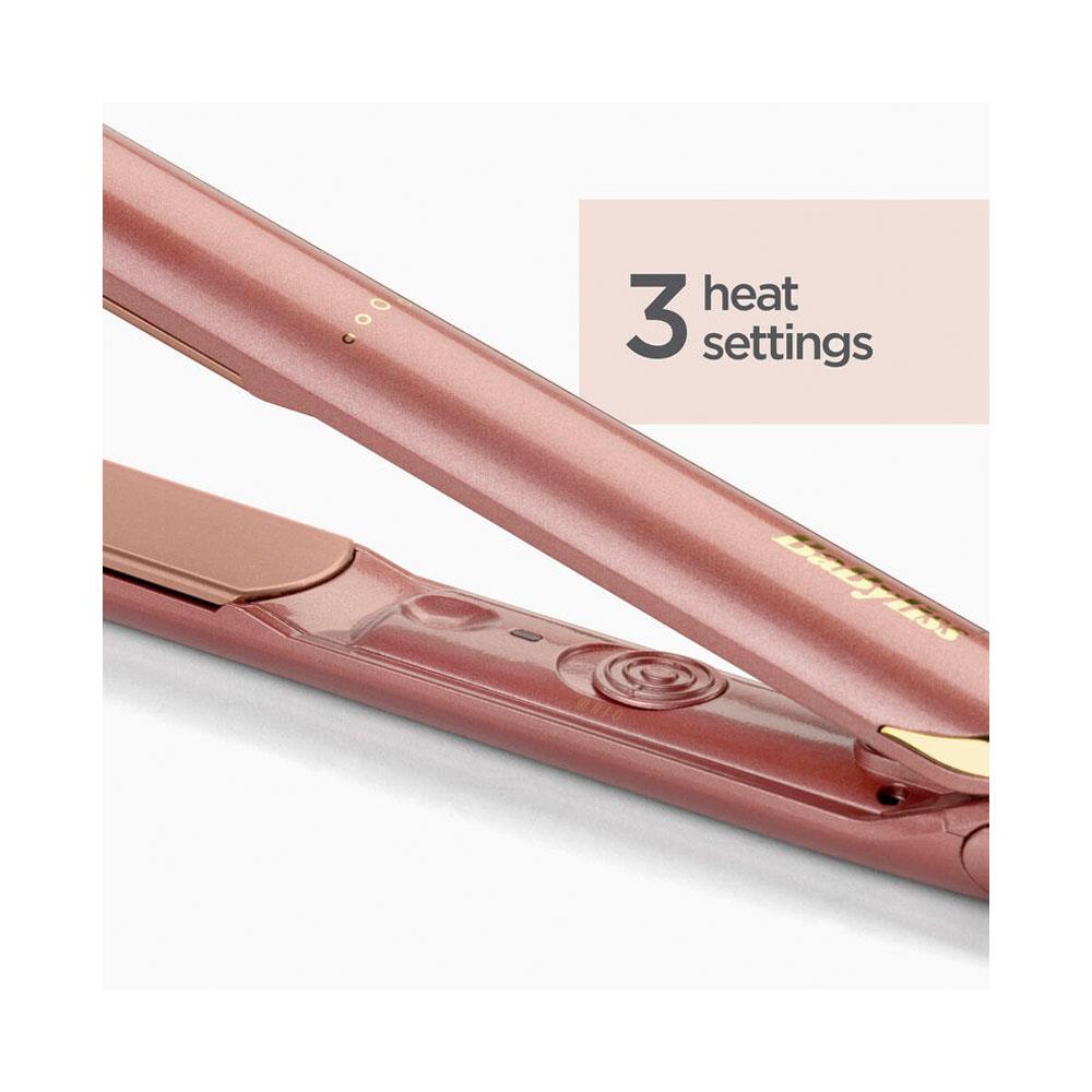 BaByliss Elegance 235 Hair Straightener Ultra Smooth Plates Quick Styling 3 Heat Settings - Rose Gold